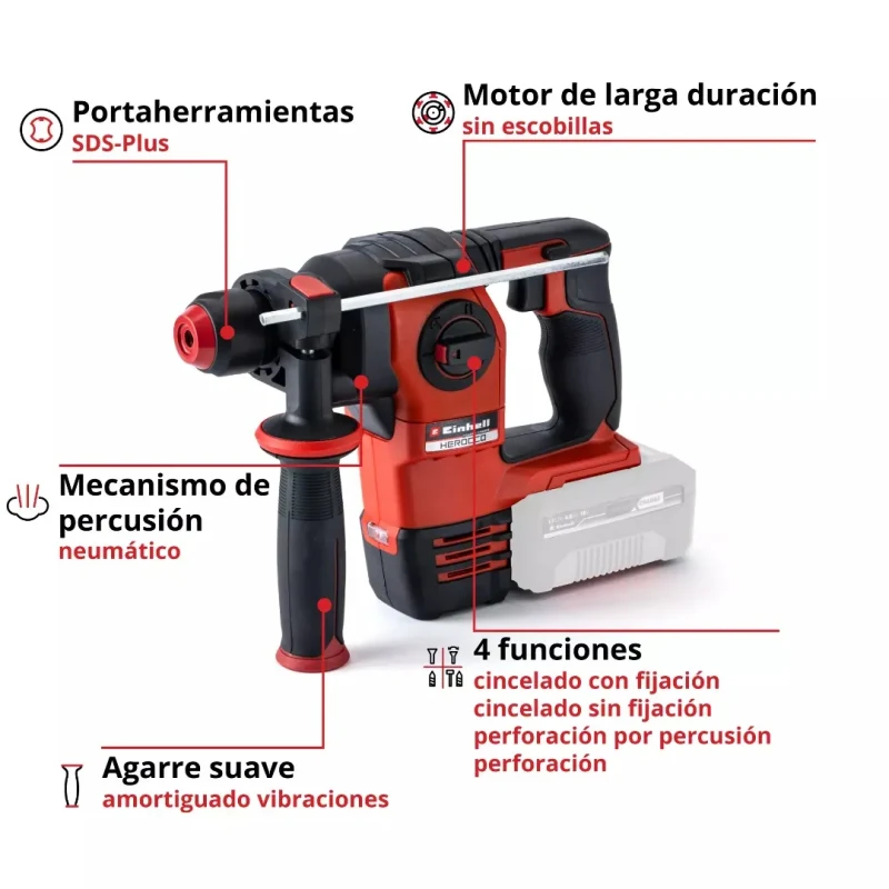 Rotomartillo SDS-Plus 20mm 2,2J Brushless HEROCCO 18/20 Power X-Change EINHELL 45139006
