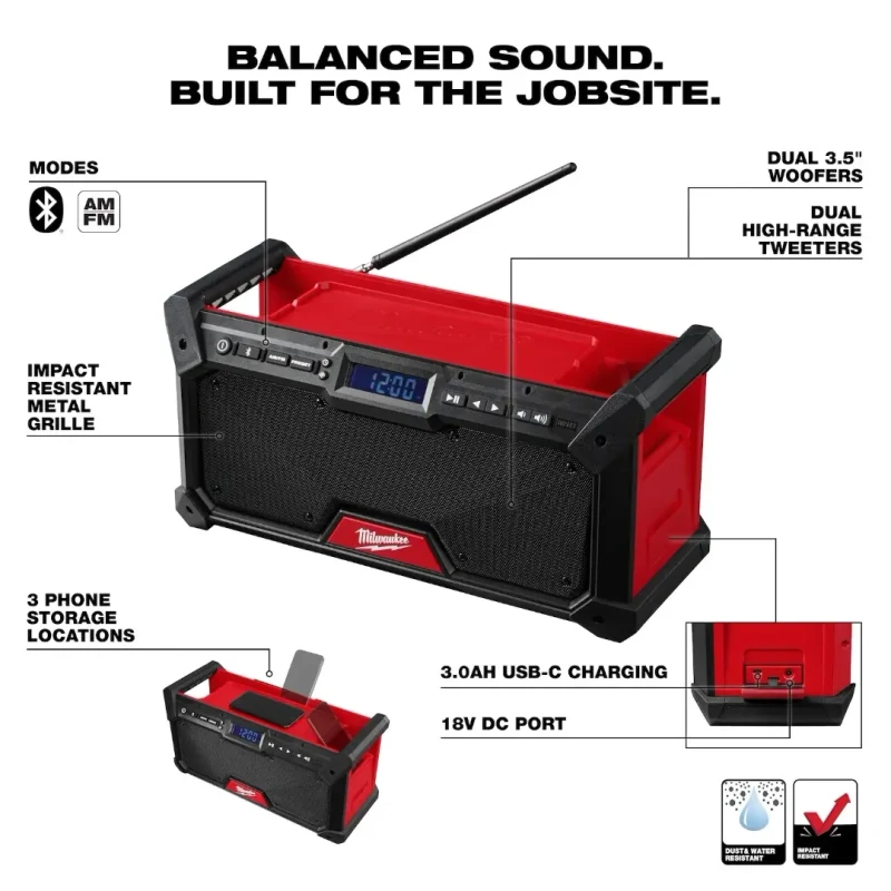Radio Bluetooth AM/FM Jobsite M18 MILWAUKEE 2952-205