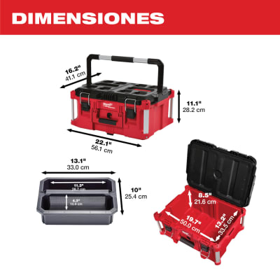 Kit Sistema de Almacenamiento Modular PACKOUT Caja con Ruedas + Caja Grande + Organizador MILWAUKEE 6