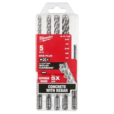 Kit 5 Brocas SDS Plus MX4 4-Cutter MILWAUKEE 48-20-7498 1