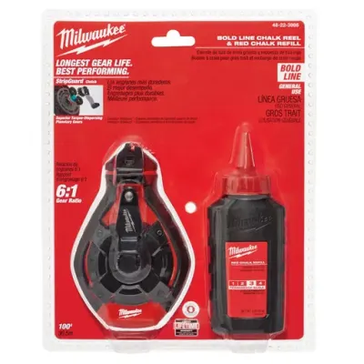 Tizador de Línea Gruesa 30.5m con Tiza Roja MILWAUKEE 48-22-3986 1