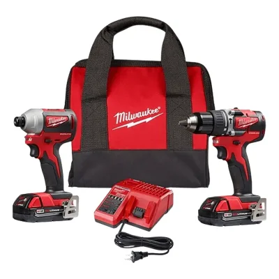 Kit Taladro Percutor Y Atornillador De Impacto MILWAUKEE 18v Color Rojo Incluye 2 Baterías + BOLSO 1