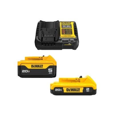 Starter Kit 2 Baterías Ion-Litio 20V MAX (2Ah + 5Ah XR) + Cargador 4A DEWALT DCB225CK-B2 1