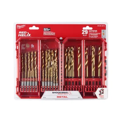 Juego de Brocas Titanio 29 piezas RED HELIX SHOCKWAVE Impact Duty MILWAUKEE 48-89-4672 1