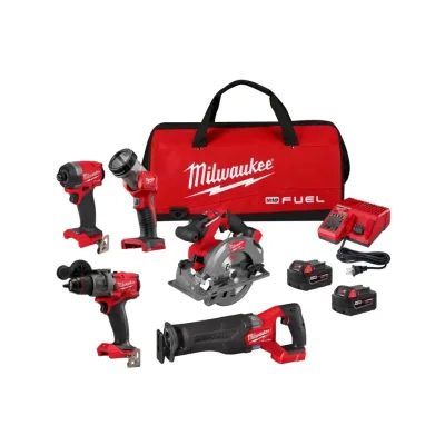 Kit 5 Herramientas Taladro Percutor + Atornillador de Impacto + Sierra Sable + Sierra Circular 6½