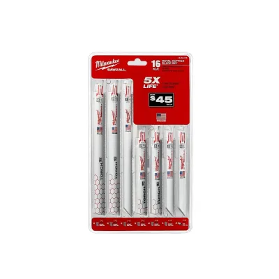 Juego de Hojas para Sierra Reciprocante Corte Metal Bimetálico 16 piezas SAWZALL® MILWAUKEE 49-22-1216 1