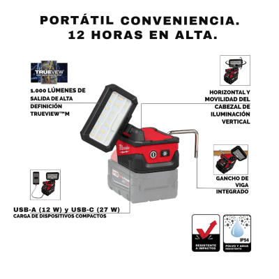 Linterna M18 Rover con Cargador USB MILWAUKEE 2359-20 2
