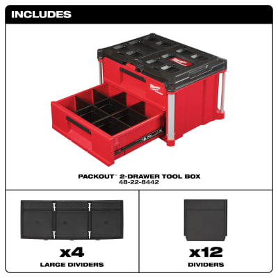 Caja de Herramientas con 2 Cajones PACKOUT MILWAUKEE 48-22-8442 2