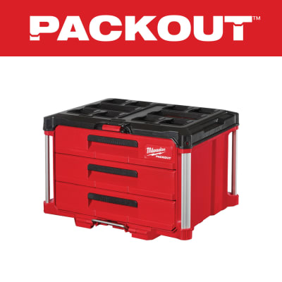 Caja de Herramientas con 3 Cajones PACKOUT MILWAUKEE 48-22-8443 2