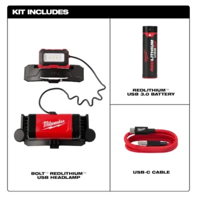 Lámpara Frontal Recargable USB 600 Lúmenes BOLT REDLITHIUM MILWAUKEE 2118-21 2