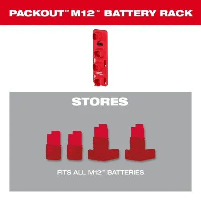 Rack Porta Baterías M12 PACKOUT MILWAUKEE 48-22-8338 2