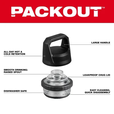 Tapa Chug para Botellas Térmicas PACKOUT MILWAUKEE 48-22-8388 2