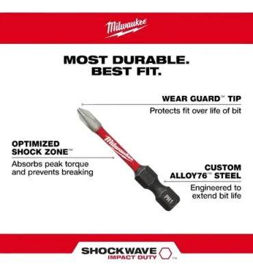 Puntas De Impacto PH2 50 mm MILWAUKEE 5 Piezas MILWAUKEE 48-32-4602 2