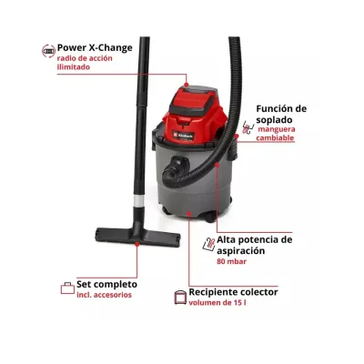Aspiradora Polvo Y Agua 15 Lts Inalámbrica 18v EINHELL 2347145 2
