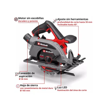 Sierra Circular 165mm Inalambrico 18 V BL TP-CS EINHELL 4331225 2