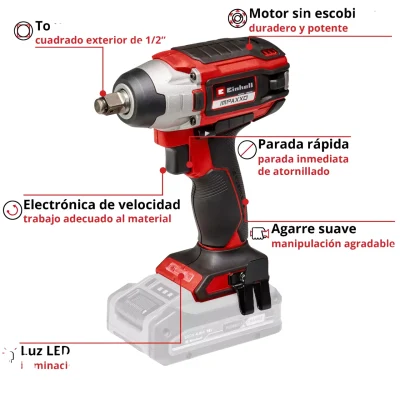 Llave De Impacto Inalámbrica EINHELL 18v Impaxxo 18/230 3