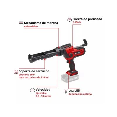 Pistola Calafateadora Inalámbrica 18v EINHELL Te-sg 18/10 LI-SOLO 2