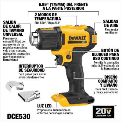 Pistola De Calor 20v DEWALT DCE530B 2