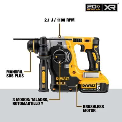 Rotomartillo Compacto Sds Plus Inalámbrico 20v Xr DEWALT DCH273B 2