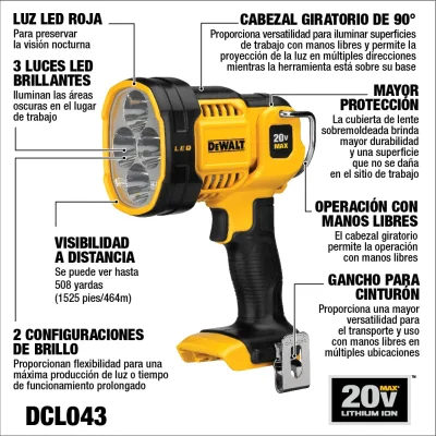Linterna Led 20v DEWALT DCL043 2