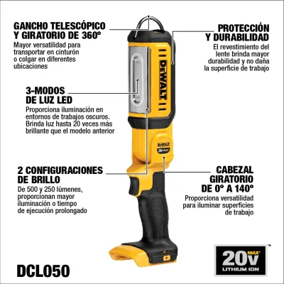 Linterna Led Inalambrico 20v DEWALT DCL050 2