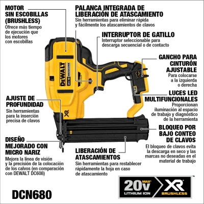 Clavadora 5/8 A 2-1/8 20v Sin Batería DEWALT DCN680B 2