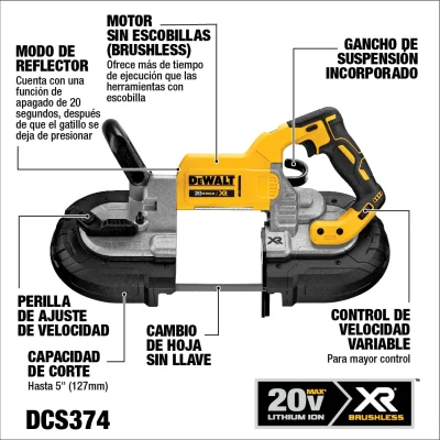 Sierra De Cinta Inalámbrico 20v Xr DEWALT DCS374B 2