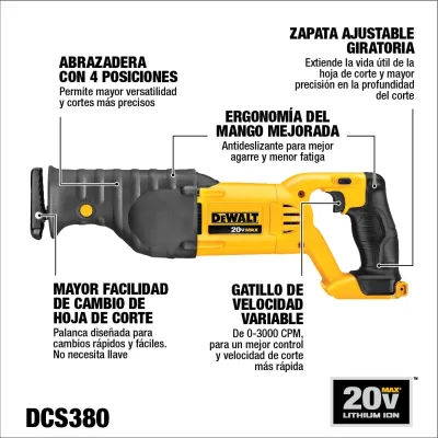 Sierra Sable Inalámbrico 20v Max DEWALT DCS380B-B3 2