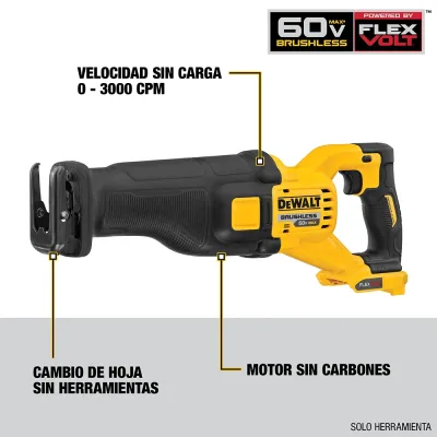 Sierra Sable Inalámbrico 60v Flexvolt DEWALT DCS389B 2