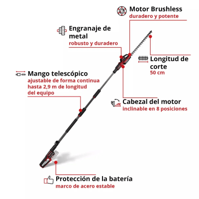 Cortaseto de Altura Telescópico  Brushless 18V Power X-Change EINHELL 3410972 2