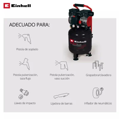 Compresor Silencioso Vertical 750W 24L 8 bar TE-AC 135/24 Silent Plus EINHELL 4020610 2