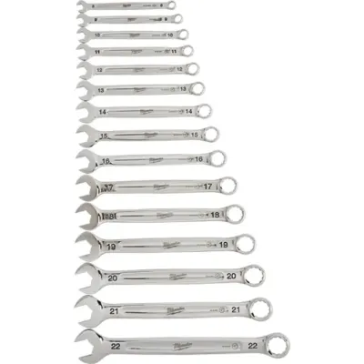 Juego de Llaves Combinadas 15 Piezas Métricas (8–22 mm) MAX BITE MILWAUKEE 48-22-9515 2