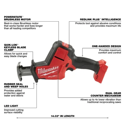 Sierra Sable Compacta HACKZALL® Una Mano FUEL M18 MILWAUKEE 2719-20 2
