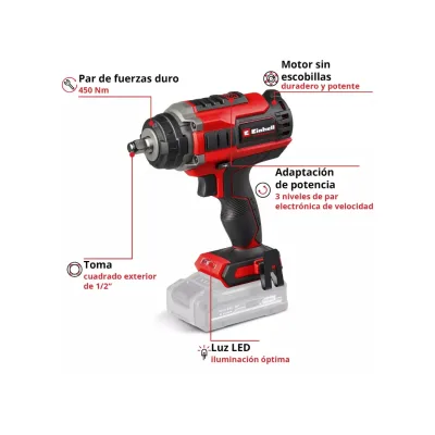 Llave De Impacto Inalámbrica |18 V |0-2100 Min-1| 400 Nm|toma: 1/2 