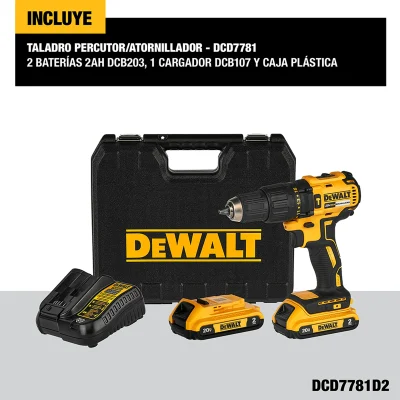 Kit De Taladro Percutor/atornillador 13 mm Inalámbrico 20v DEWALT DCD7781D2 3