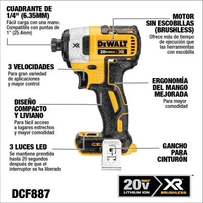 Kit Taladro Percutor + Atornillador De Impacto Inalambrico 20v Xr DEWALT DCK287D2-B2 3
