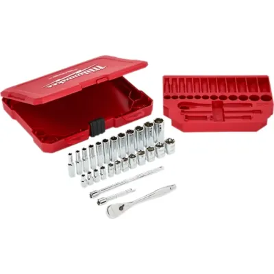 Juego de Dados y Trinquete Métrico 28 pzs 1/4