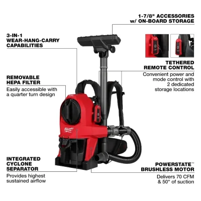 Aspiradora de Mochila 3 en 1 18V M18 FUEL™ MILWAUKEE 0895-20 3