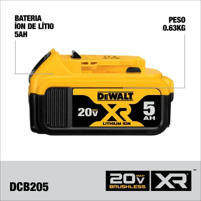 Kit De Taladro Atornillador/percutor + Batería De 5ah + Cargador Inalámbrico 20v DEWALT DCD796P1-B2 4