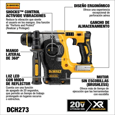 Rotomartillo Compacto Sds Plus Inalámbrico 20v Xr DEWALT DCH273B 4