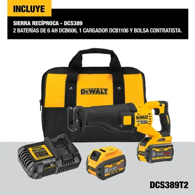 Kit Sierra Sable Inalámbrico 60v Flexvolt DEWALT DCS389T2-B2 4