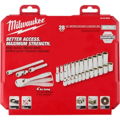 Juego de Dados y Trinquete Métrico 28 pzs 1/4
