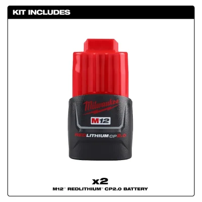 Pack 2 Baterías Compactas REDLITHIUM CP2.0 12V M12 MILWAUKEE 48-11-2422 4