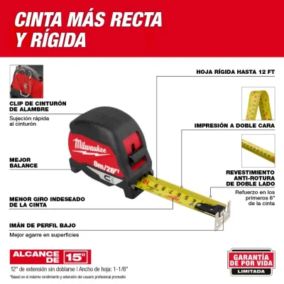 Huincha de Medir Magnética 8 m / 26 ft MILWAUKEE 48-22-1026M 4