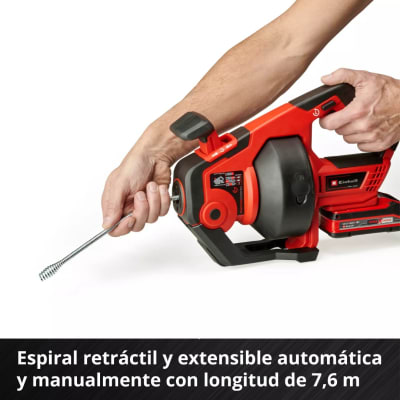 Limpiador de Drenaje 7,6 m Espiral 18V Power X-Change EINHELL 4514160 5