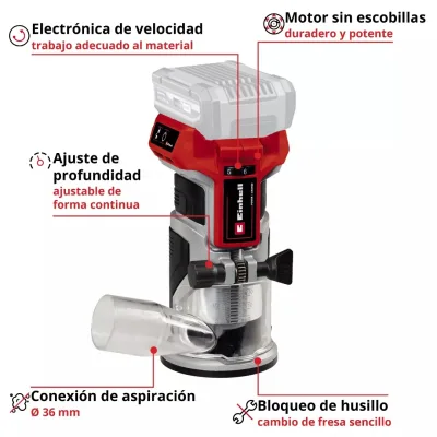 Fresadora de Canto 30 mm 30.000 RPM Brushless 18V Power X-Change EINHELL 4350418 5