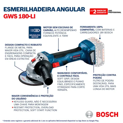Kit Taladro + Esmeril 18 V BOSCH 06019H90E4000 9