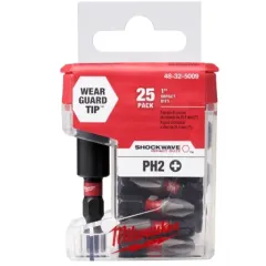 Set De 25 Puntas + Adaptador De Impacto PH2 X 25 mm MILWAUKEE 48-32-5009