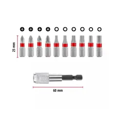 Set de Puntas 11 Piezas con Portapuntas Magnético de Cambio Rápido 25 mm Pocket Set EINHELL 49118663