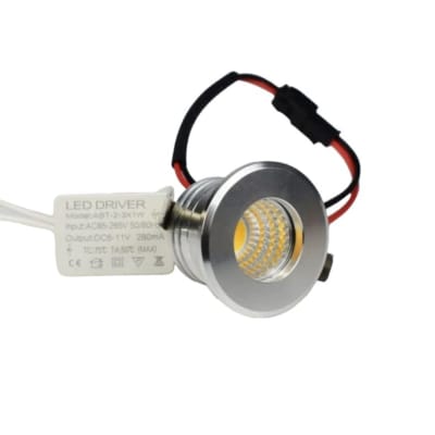 Foco Spot Mini 3W 3000K Luz Cálida Plateado Embutido Redondo